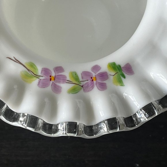 Fenton Silver Crest Violets-in-the-Snow Basket // Signed Dane F. // Easter Decor - Picture 5 of 8